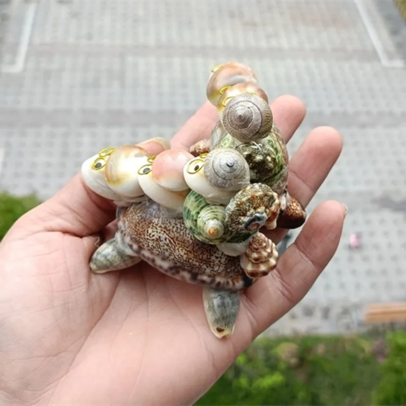 Natural Conch Shell Crafts Doctor Turtle Mother Child Turtle Small Animal Decoration Crafts Gifts  Sea Shells Home Beach Decor