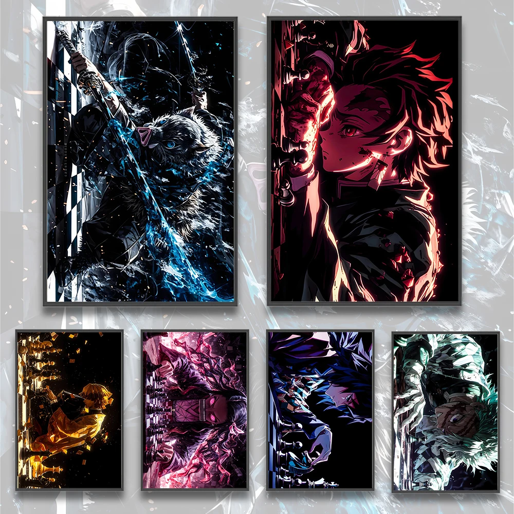 Póster de Hashira, papel tapiz de figuras Demon Slayer Tanjiro, decoración de dormitorio de Anime, pintura para decoración del hogar, carteles en lienzo, regalo