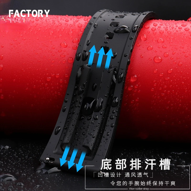 Dust-Free Watch Strap for Armani Black Warrior Ax7105/2098 Ax1326/1331/Watch Band Silicone Rubber 20mm 22mm  24mm