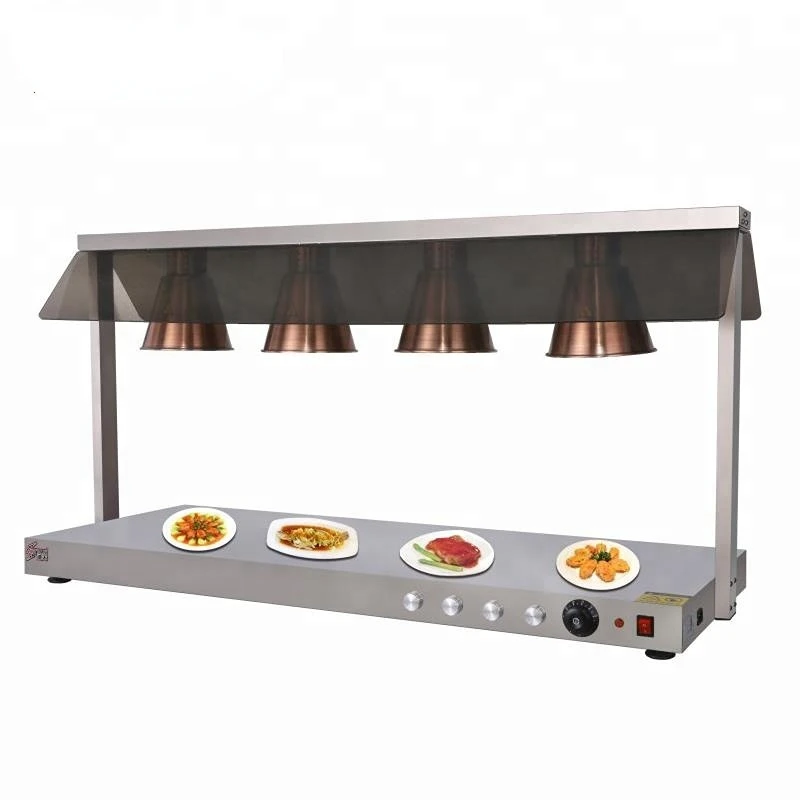 China Stainless Steel Buffet Warmer Lamp With 4 Light Head Dish Warming Lamps Heating Food Heat Warmer Lamp for Sale