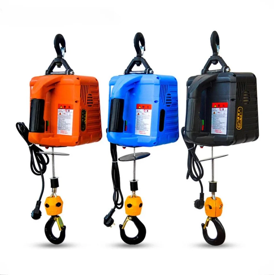 220v 500kg Remote control crane wire rope electric hoist aluminum shell hoist household indoor small crane hoist