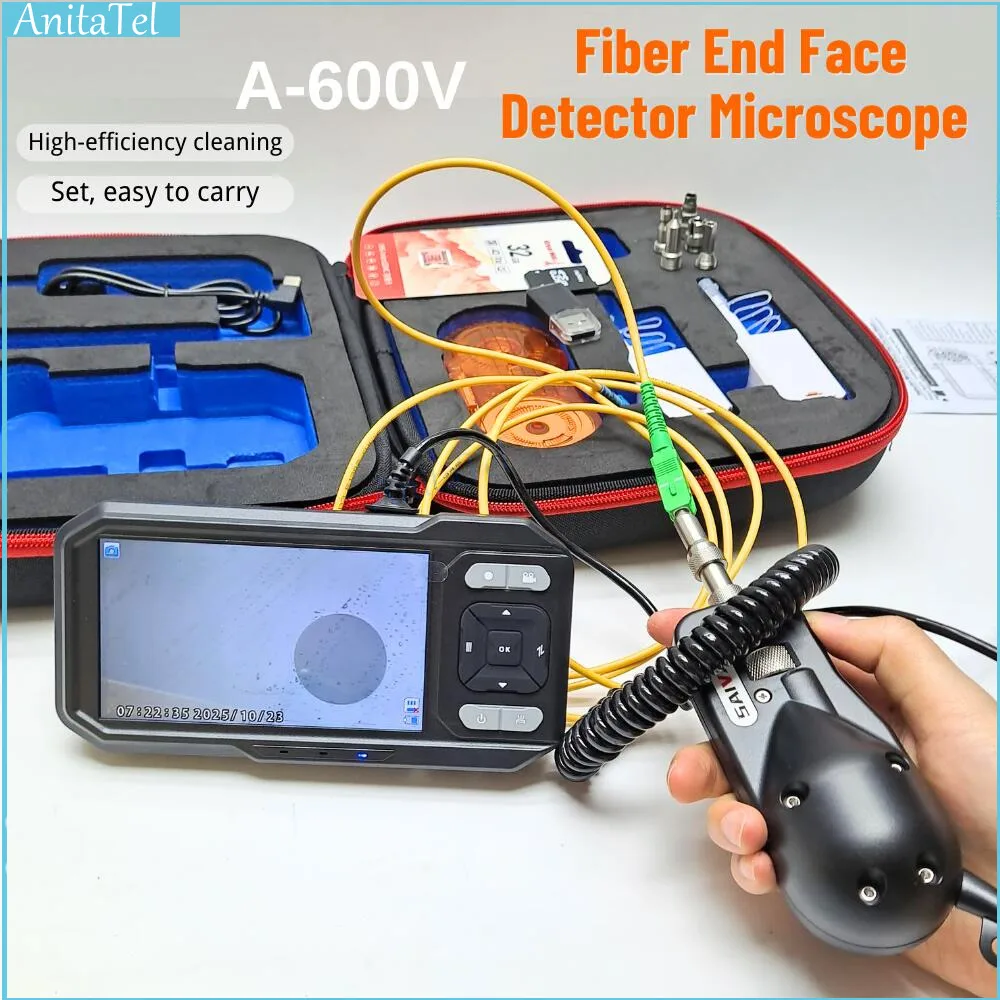 A-600V End Face Detector Microscope Tool For Precision Optical Components Fiber Optic Cleaning Kit