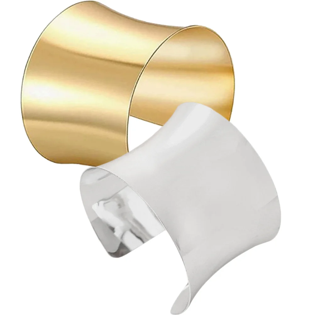 

2Pcs Wide Adjustable Metal Cuff Bracelets Bangle Bracelets for Women Fashionable Wrist Jewelry Gift Choice Personalized Bracelet