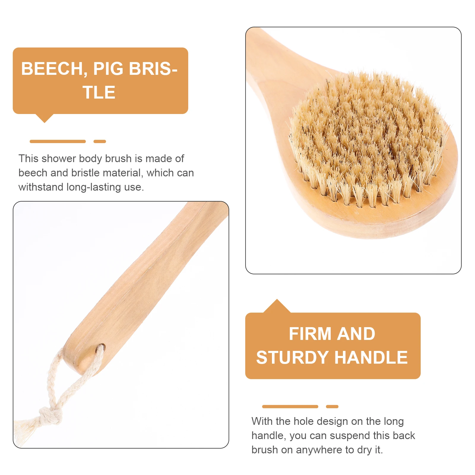 

2pcs Boar Bristle Shower Bathing Body Cleaning Scrubbers Dry Brush Spa Hemu Flexible Elastic Comfortable Durable Skin Brush