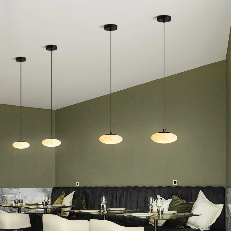 

Modern LED Spanish Natural Marble Pendant Lamp Designer Dining Bedroom Oval All Copper Ceiling Pendant Lamp Indoor Home Decor