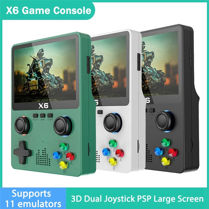 Portable X6 Handheld Game Player 3.5Inch IPS Screen 11 Simulators Video Game Console Gifts for Kids-Green