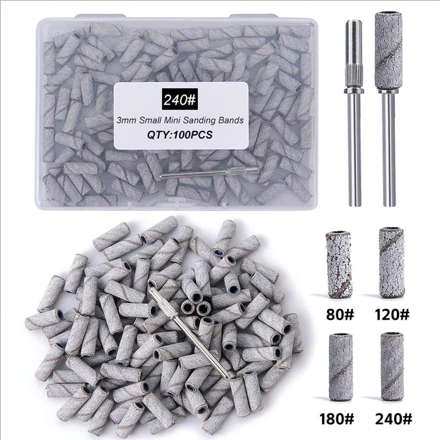 101 51Pcs Box 3mm Mini Grinding Sand Ring Bands With Mandrel For Electric Nail Drill Nail Grinding Head Manicure Dead Skin Tools - view 2
