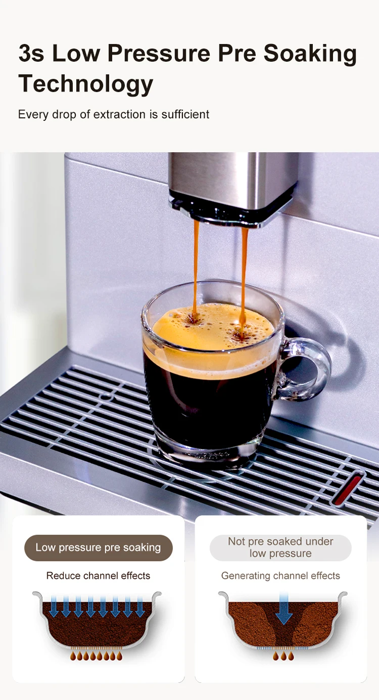 BTB  Espresso Coffee Maker Automatic Cleaning Hidden Bean tank Grinding Adjustable Simple Operation