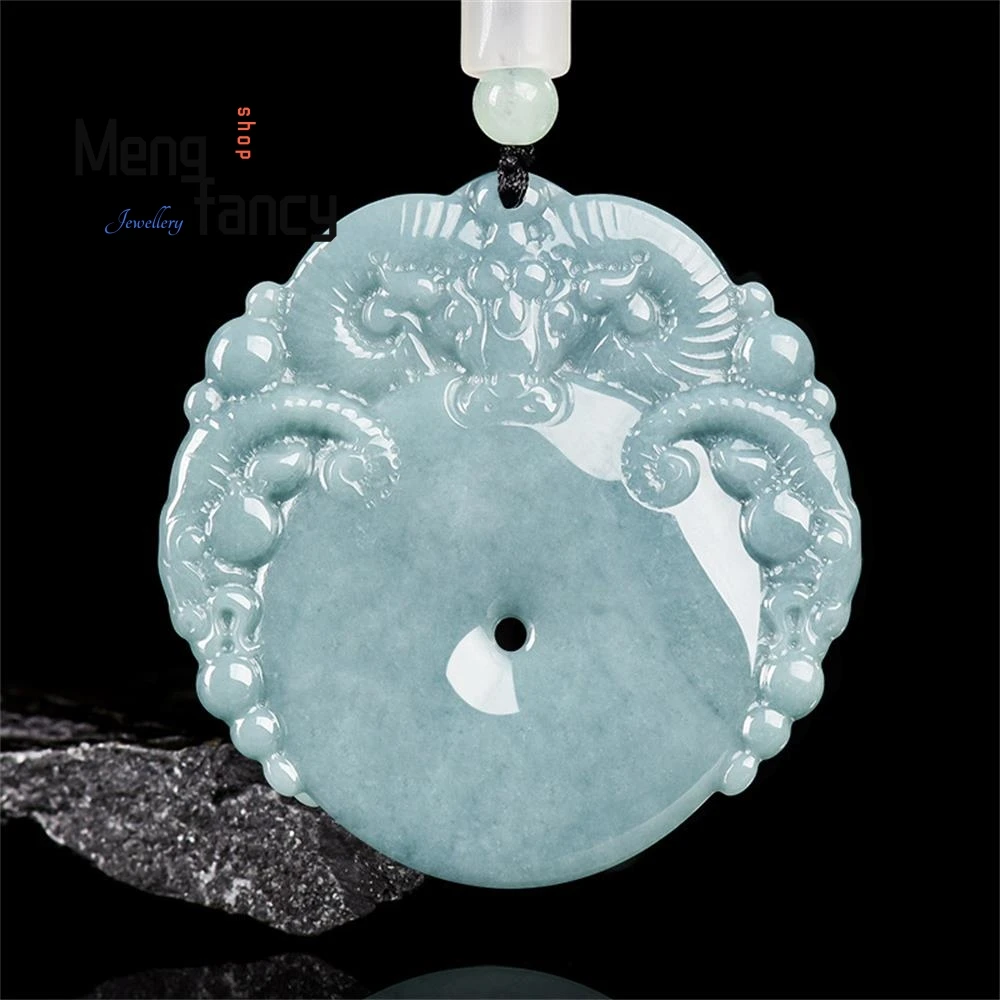 

Натуральный жадеит А-класса, голубая вода, три овцы, Кай Тай, мир, нефритовый кулон, талисманы в национальном стиле, высококачественные модные ювелирные изделия