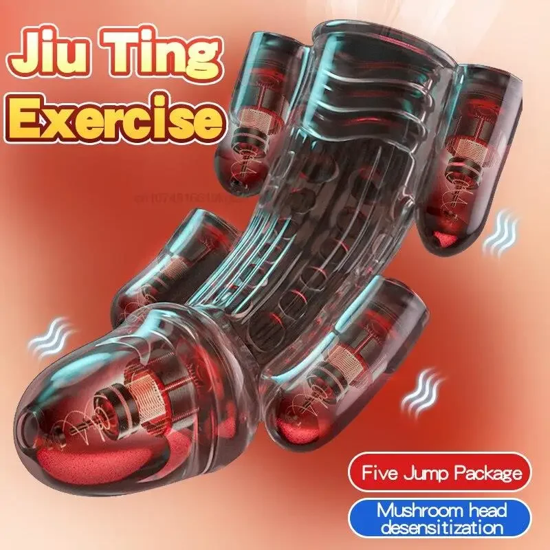 التمارين الاستمناء رئيس هزاز القضيب ممارسة دائمة قابلة للشحن الذكور تأخير التدريب حشفة جودة الجنس الحب اللعب صالح الذكور 1