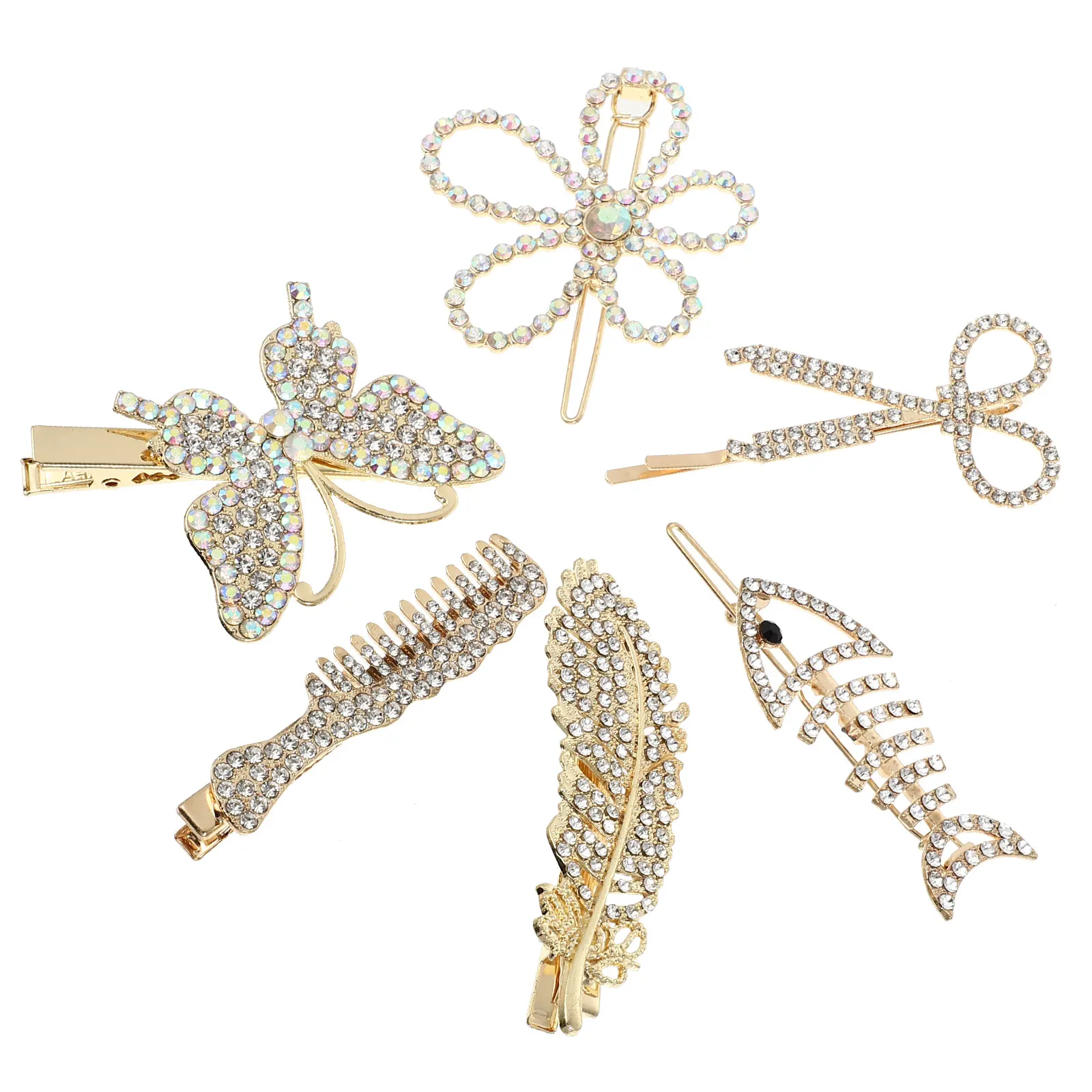 

6pcs Rhinestone Hairpins Girls Hair Clips Headwear Fashion Wedding Party Photography Show Gifts