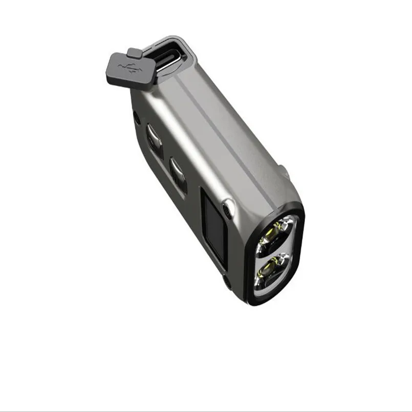 NITECORE TINI2 Ti Flashlight 500 Lumens Titanium Alloy Keychain Type-C Rechargeable Light EDC OLED Dual-Core Keyring Torch