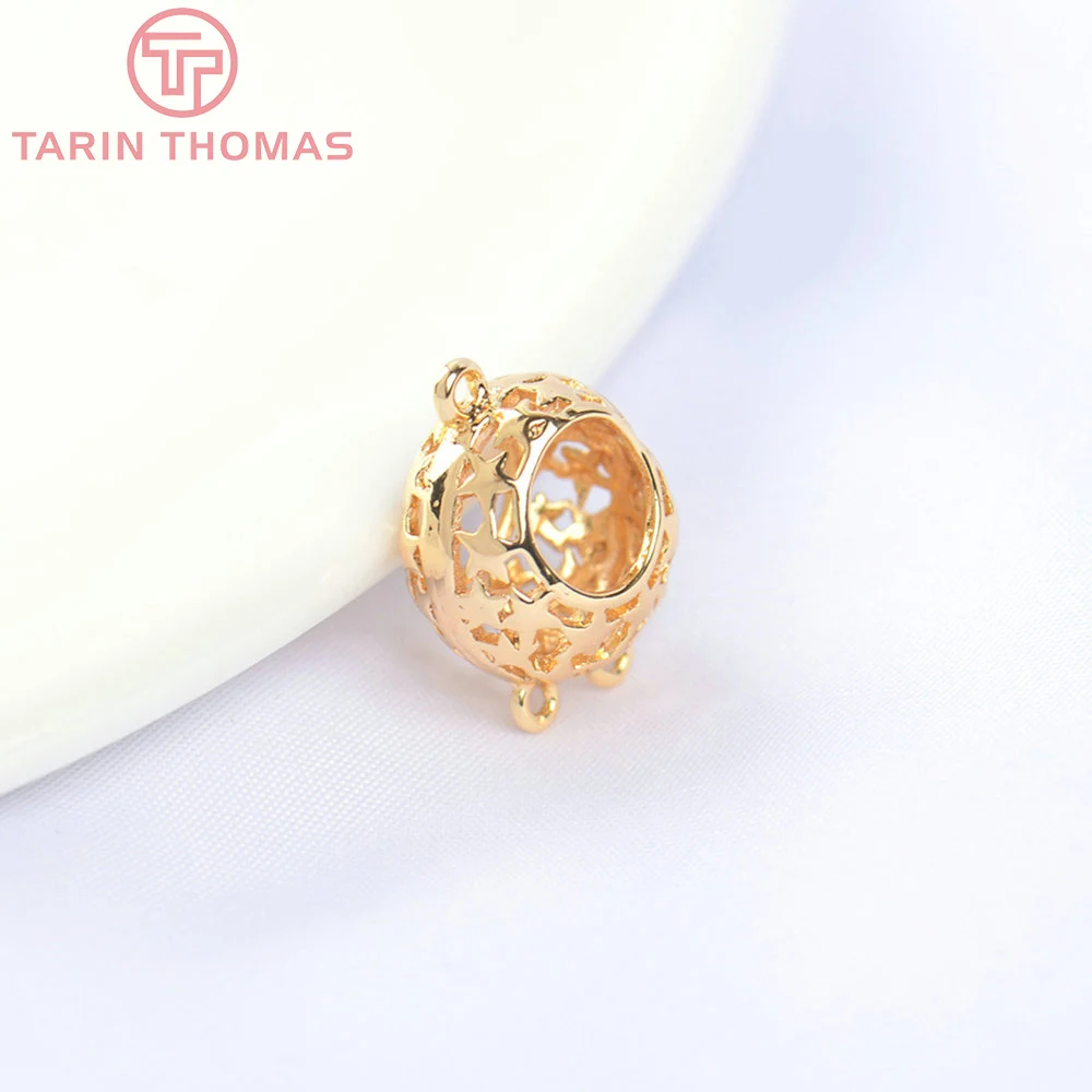(5549) 6PCS 11MM 24K Gold Farbe Messing mit Hängen Runde Aushöhlen Charms Anhänger Hohe Qualität DIY Schmuck, die Entdeckungen