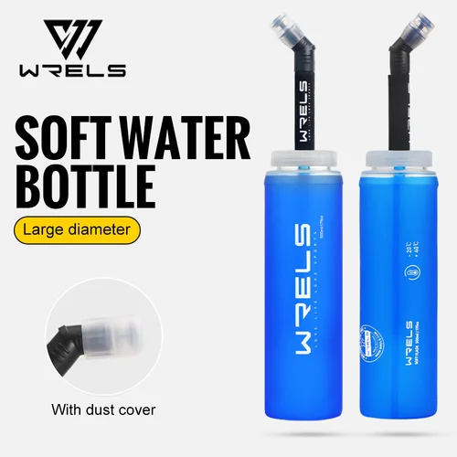 Imagen 2 del producto WRELS Botella de agua blanda plegable de TPU para paquete de hidratación, frasco blando, botellas de agua plegables, botellas deportivas para correr sin BPA