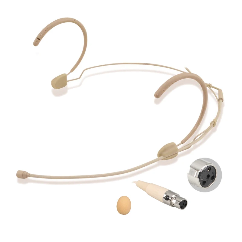 

WBH53 53T Beige Two Ears Headset Microphone for Shure ULX SLX PGX QLX AD4D ULXD Wireless System Mini TA4F 4Pin