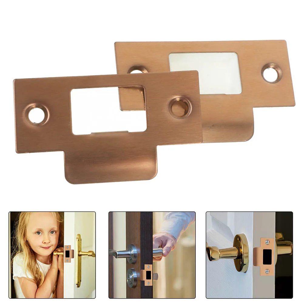 Juego de 4 accesorios para cerradura de puerta, placas de refuerzo de cerrojo de acero inoxidable, placa de refuerzo de puerta delantera para Interior y Exterior
