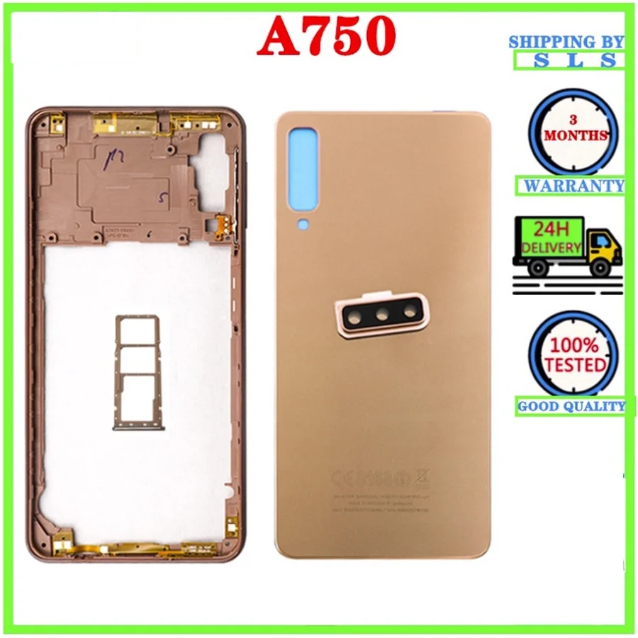 For Samsung Galaxy A7 2018 A750 Full Housing Middle Frame A750F Battery Back Cover Housing Case+ Sim Card Tray