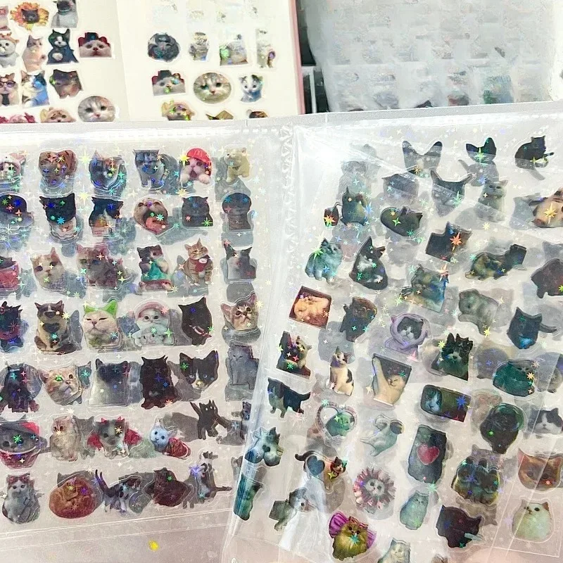 

Cute Retro Cartoon Laser Cut Stickers Double Layer Transparent Shiny Star Design High Quality Aesthetic Decals for Journal