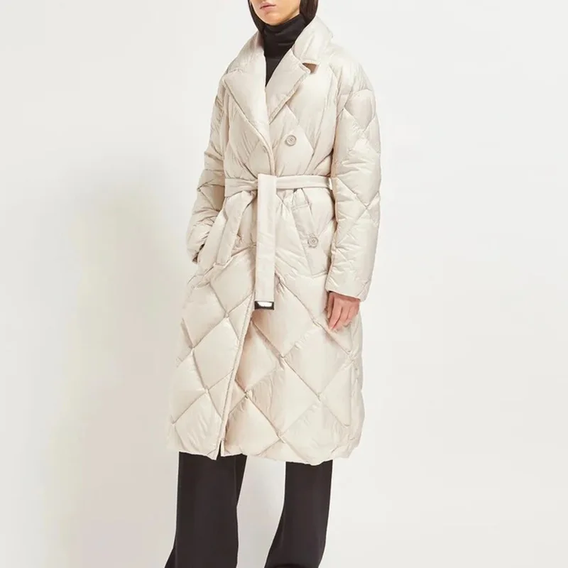 2024 Winter White Duck Down Long Down Jacket For Women Coat