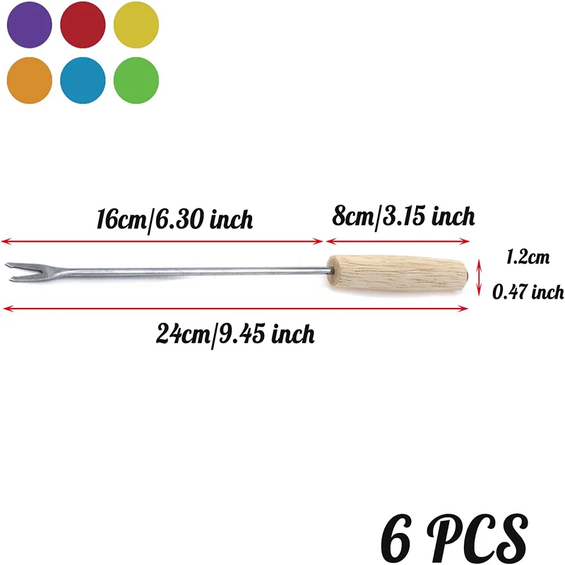 Widelec do Fondue ze stali nierdzewnej 6 szt. Widelec do czekolady z drewnianą rączką ciasto owocowe do sera gorący widelec mięso na grilla