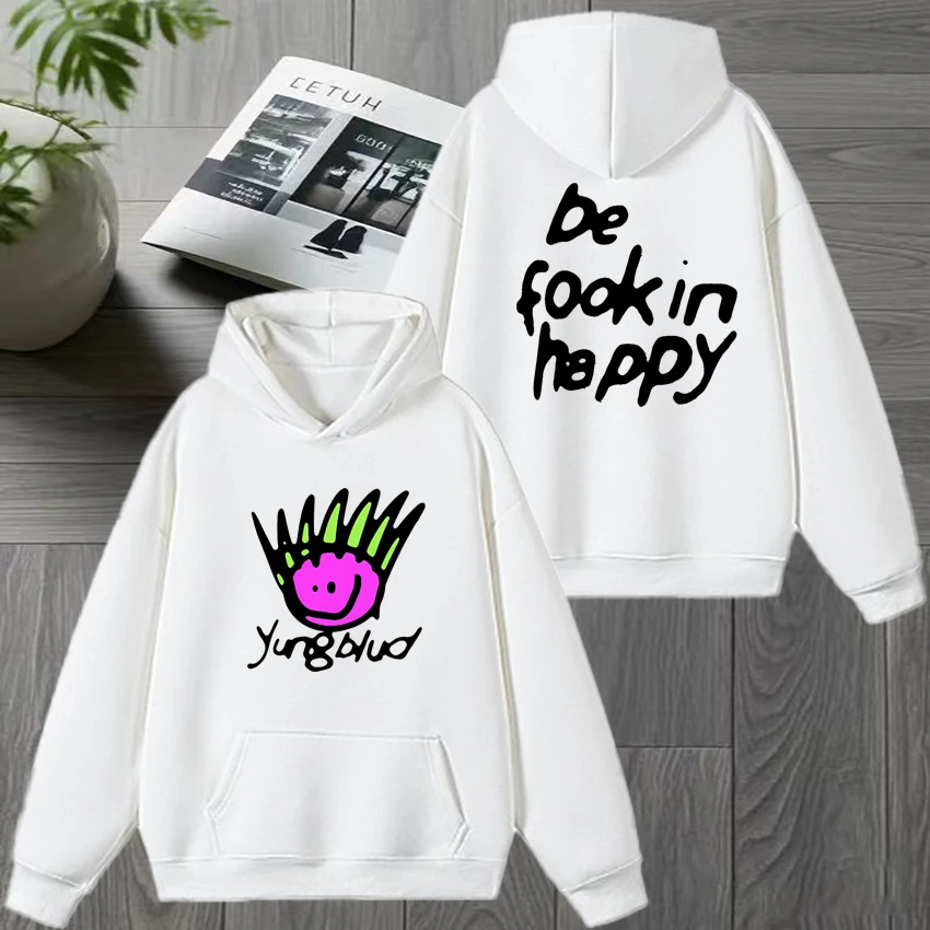 

High Quality YUNGBLUD Face Double Sided printed Hoodie Men women vintage hip hop streetwear Autumn Winter Unisex Fleece pullover