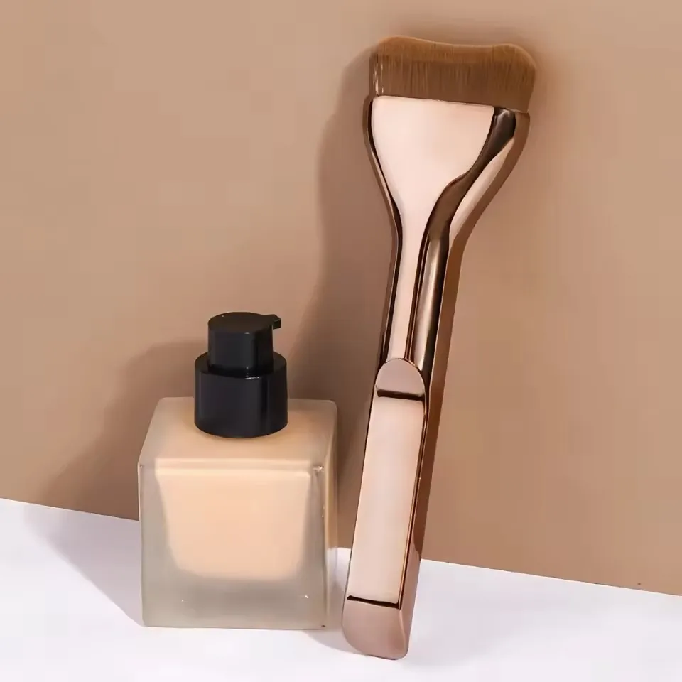 2-Piece Set Flat Head Soft Bristle Foundation Brush Premium Feel Contouring Makeup Tool Blush And Foundation Brush Combo C811