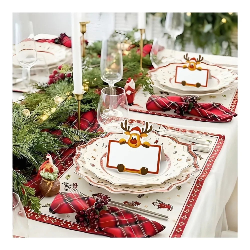 10/25/50 قطعة إِلْكَة عيد الميلاد الاطفال اسم مكان بطاقات الجلوس عدد الكرتون الجدول بطاقة عيد الميلاد حفلة عيد الميلاد بطاقة هدايا الطفل #4