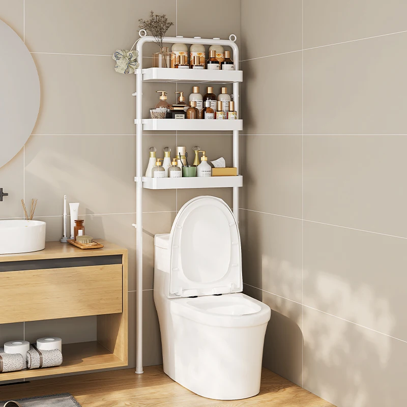 

3-х уровневая регулируемая простота в ванной комнате, металлический каркас над стойкой для хранения туалета, экономия места, без перфорации, товары для ванной, органайзер, держатель