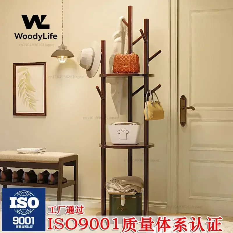 Solid Wood Coat Rack Floor-to-ceiling Bedroom Hanger Modern Simple Hanger Living Room Vertical Simple Household Bag Rack