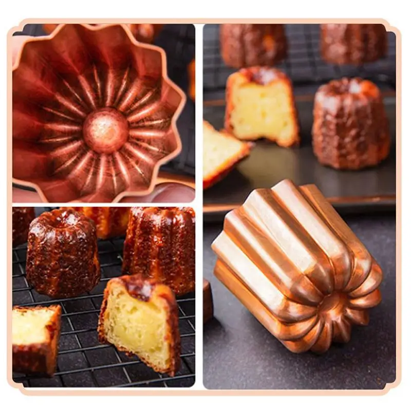 Nuevo 1/2/4 Uds molde de pastel de Reve francés antiadherente de aluminio Canele Mousse Muffin pudín molde DIY Canele hornear utensilios para hornear creativos