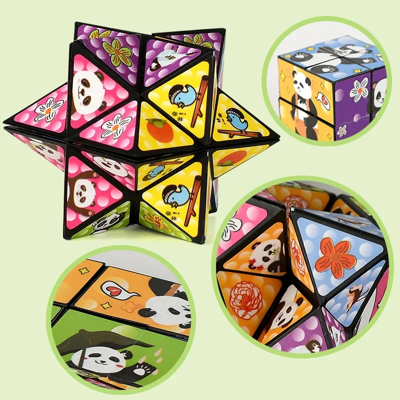 

Набор Magic Cube для снятия стресса и тревоги с 3D губами, детский универсальный Magic Cube 3D Panda, 6 упаковок Infinity Cube Fidget Toys для детей