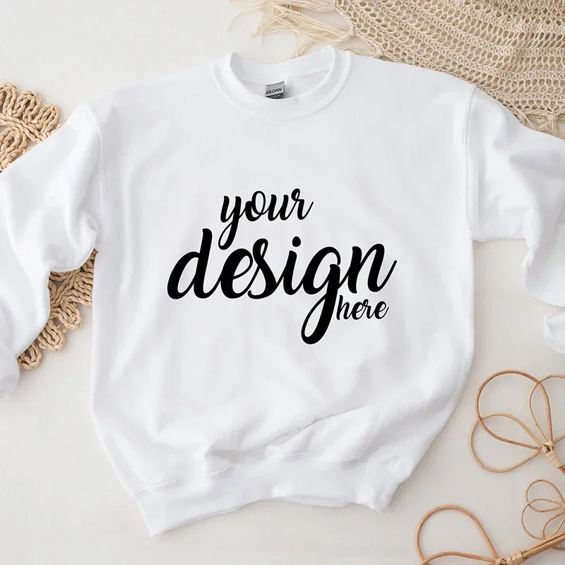 Your Design Here Custom Women Sweatshirt White Sweatshirt Mockup Model Mockup Stock Photography SVG Mockup JPG Digital Download