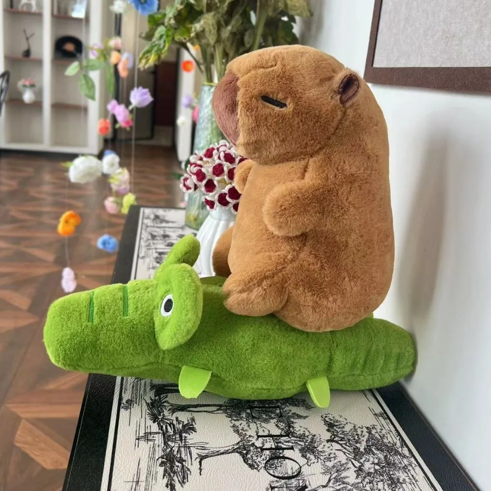 Equitação ganso capivara brinquedo de pelúcia pullable equitação crocodilos capivara anime brinquedo fofo dos desenhos animados interessante capivara boneca de pelúcia