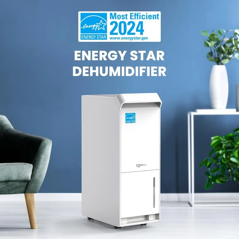 4,500 Sq.Ft Energy Star Dehumidifier for Basement, 52 Pint DryTank Series Dehumidifiers for Home Large Room, White