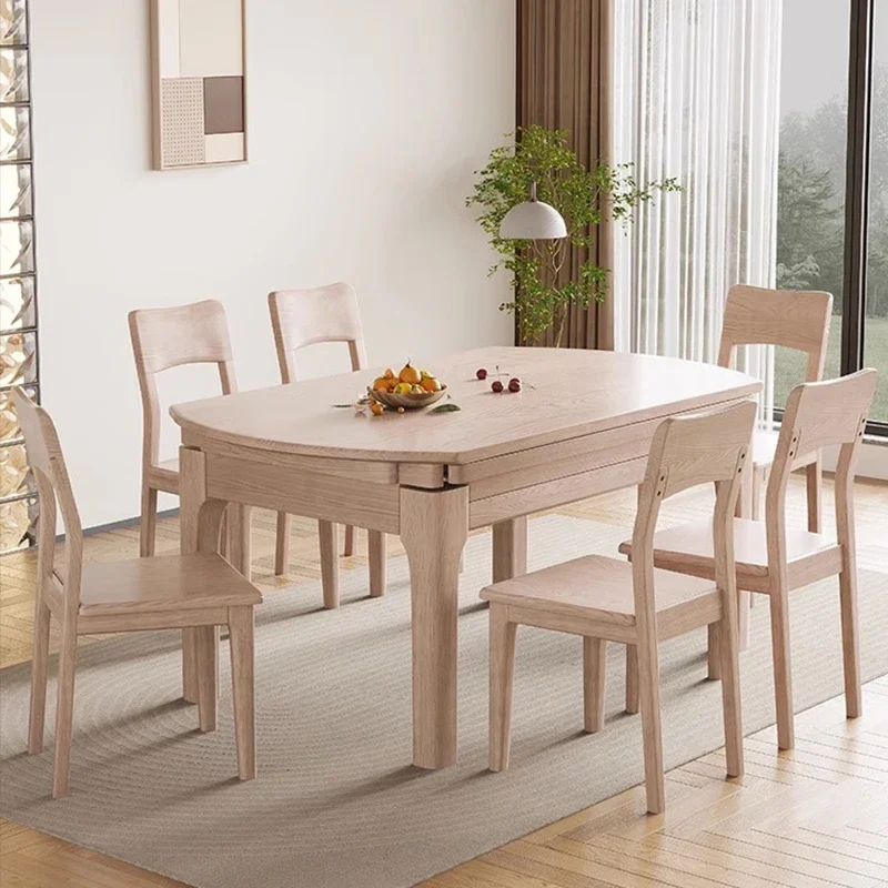 

Nordic Small Apartment Square and round Dual-Use Dining = Modern Simple Retractable Dining Table