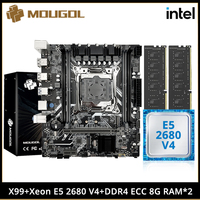 MOUGOL X99 Gaming Motherboard Set with Intel Xeon E5 2680 V4 & DDR4 8Gx2 2133MHz Dual Channel RAM M.2 NVME USB3.0 for Desktop PC