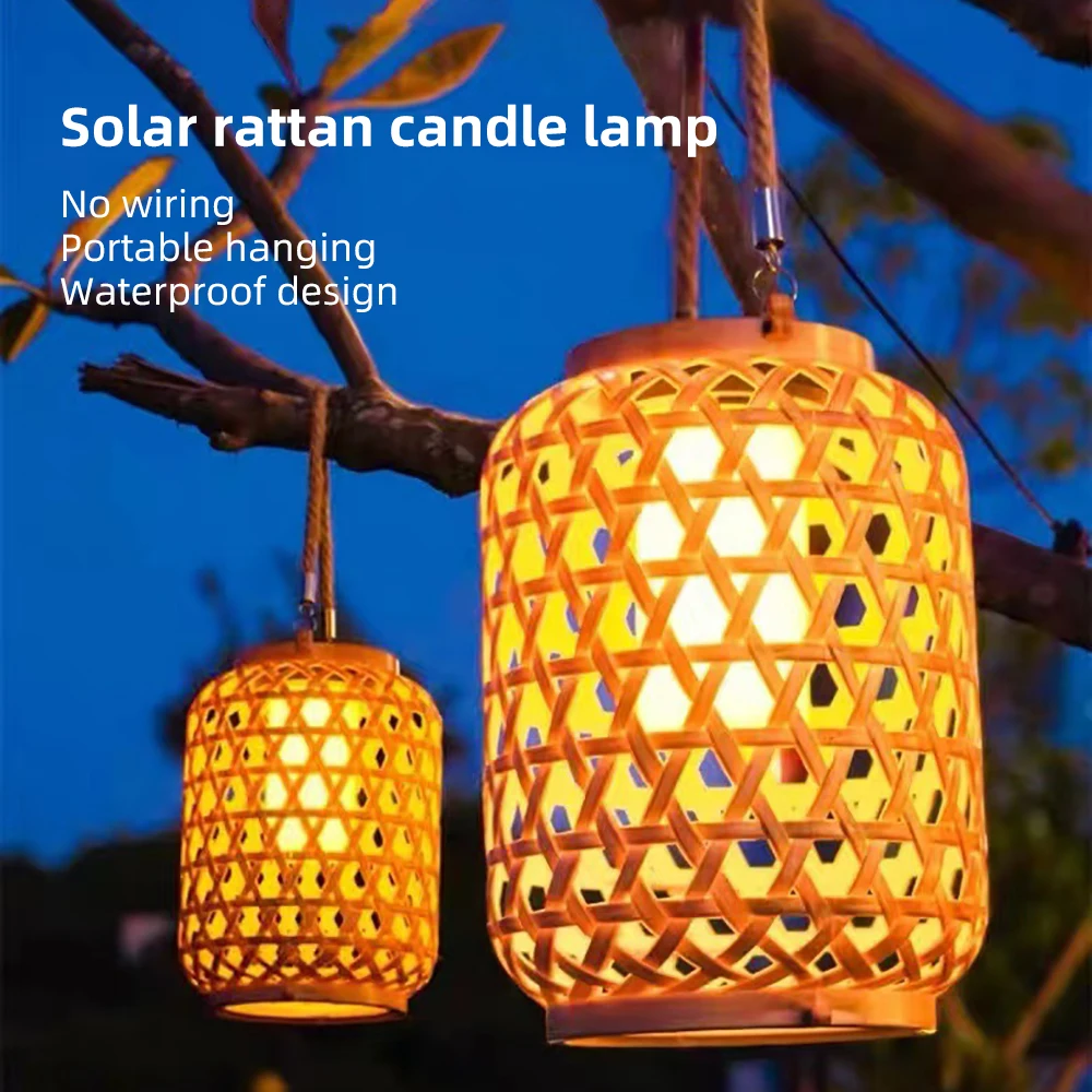 

Solar Energy Imitation Bamboo Woven Lanterns Outdoor Yard Decorative Lights New Year's Patio Portable Lawn Solar Lights