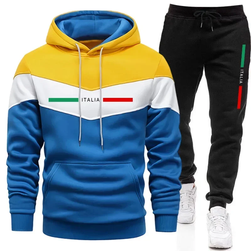 

Casual Mens Tracksuit Print Sweatshirts Outdoors Fitness Sports Jogging Mens Clothing Hot Sales Warm Single Piece Hoodie Pants