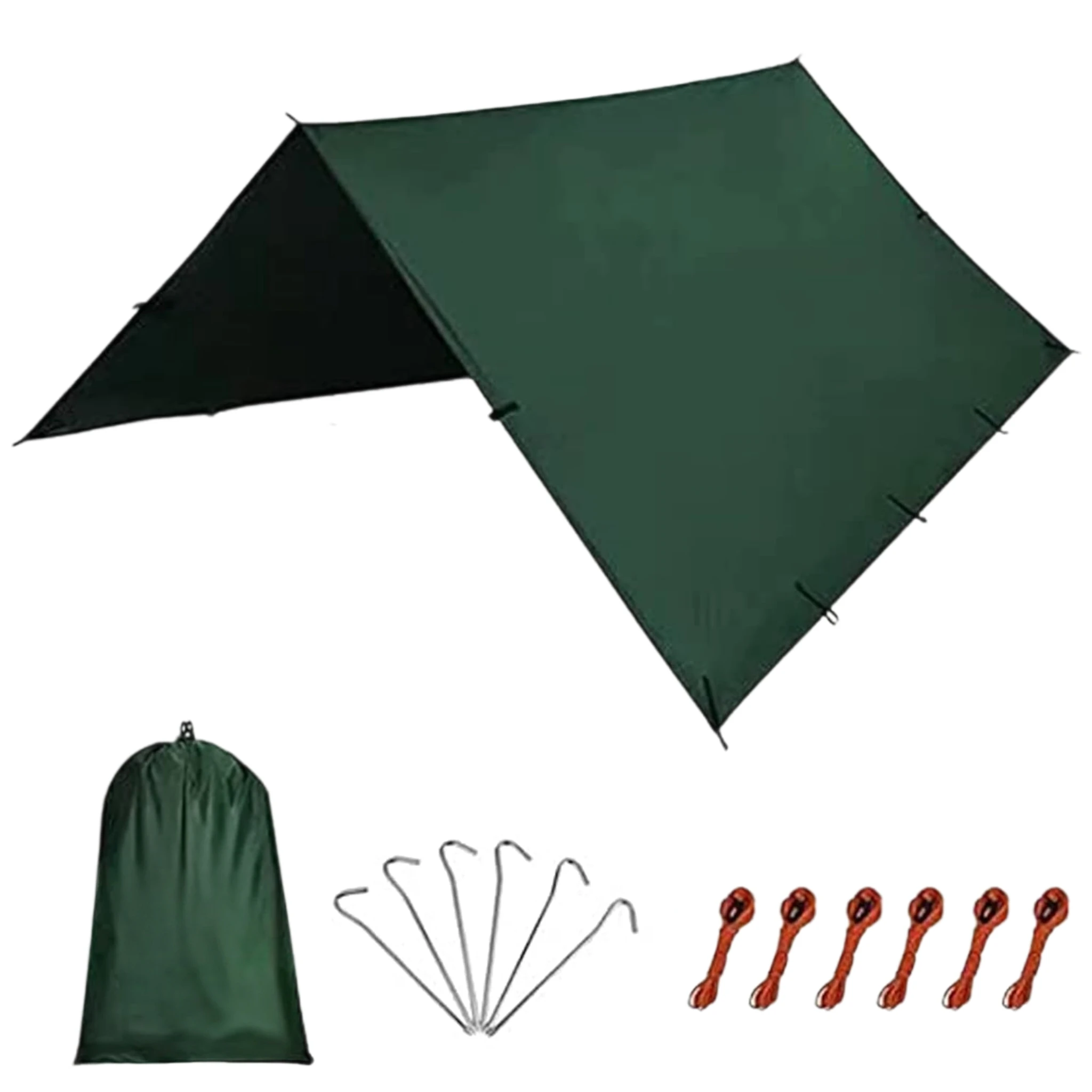 Wasserdichte Plane 3 x 3m Camping-Sonnenschutz, Großes Zelt-Tarp für Camping, Wandern, Outdoor-Aktivitäten (inkl. Seile und Heringe)
