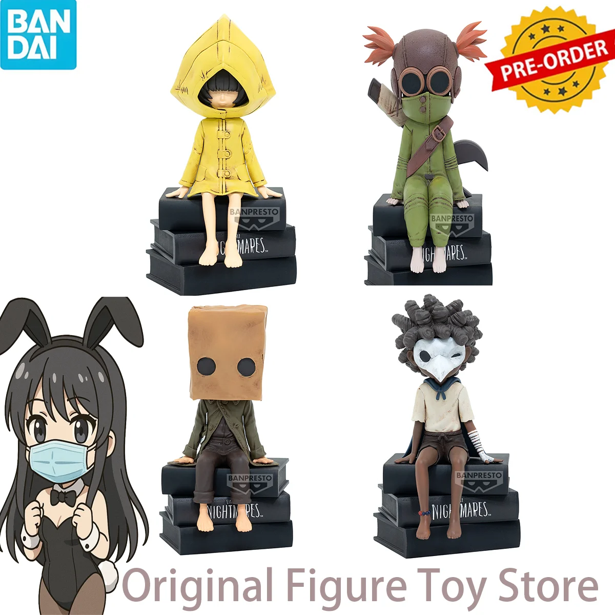 

Original BANDAI BANPRESTO Little Nightmares Mono & Low Desktop Ornament Doll Alone & Six Anime PVC Model Cartoon Birthday TOYS