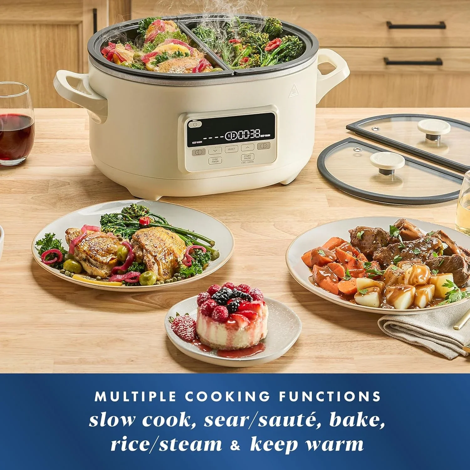 

Great Discounts.Multicooker and Programmable Slow Cooker with Bake Function, Oat Milk.new