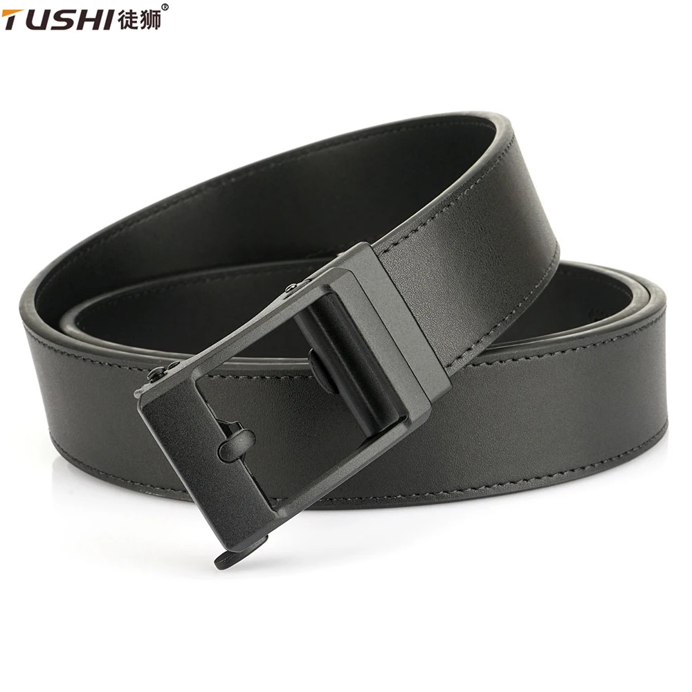 TUSHI Official Policemen Leather Tactical Belt Strong Military Army Belt Rust-Proof Metal Quick Release Buckle Outdoor Work Belt