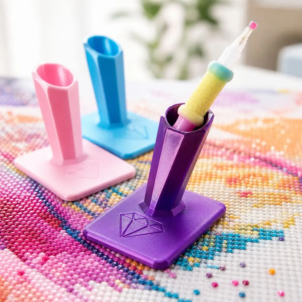 3D Printed PLA Diamond Painting Pen Holder Angled Pen Slot Diamond Pattern Painting Stylus Stand Stable Square Base