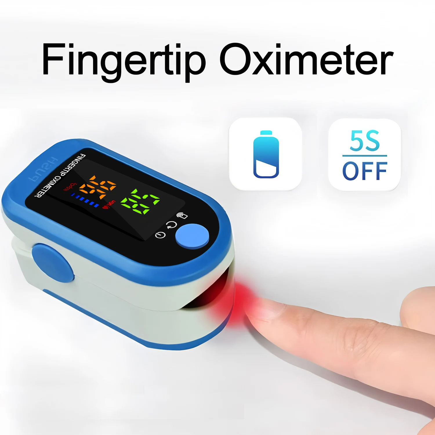 Alextrasza Fingertip Pulse Oximeter Portable 4 Color Blood Oxygen Saturation Monitor LED Display Fingertip Oximeter Testing SPO2