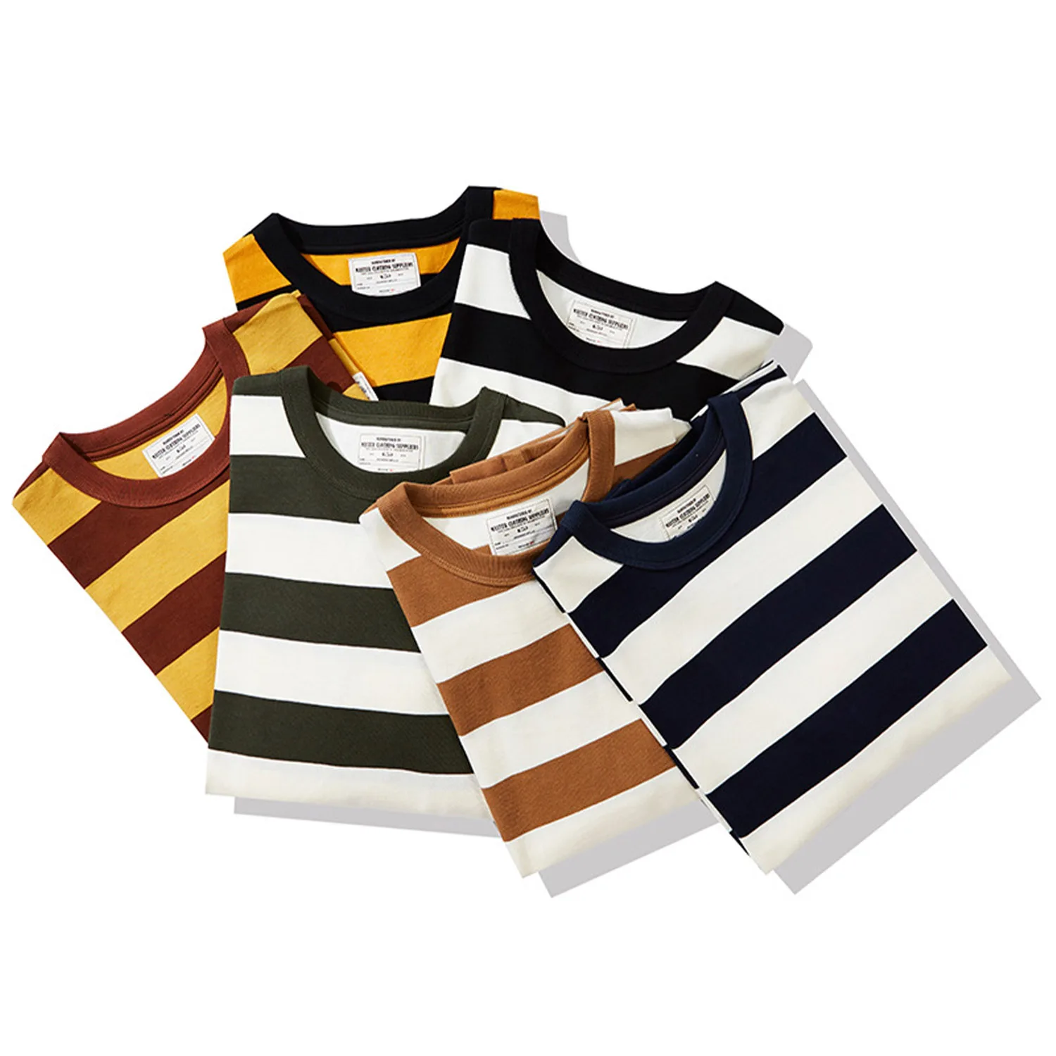 Men Amekaji Retro Heavy Striped Long Sleeve Tee Prison Locomotive Vintage Casual Workwear Tops for Autumn Daily Street Outfit