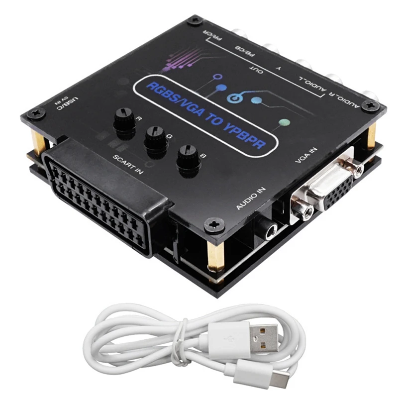 

RGBS VGA SCART To YPBPR Converter Game Console Color Difference Converter Accessory Component Adjustable Color Brightness
