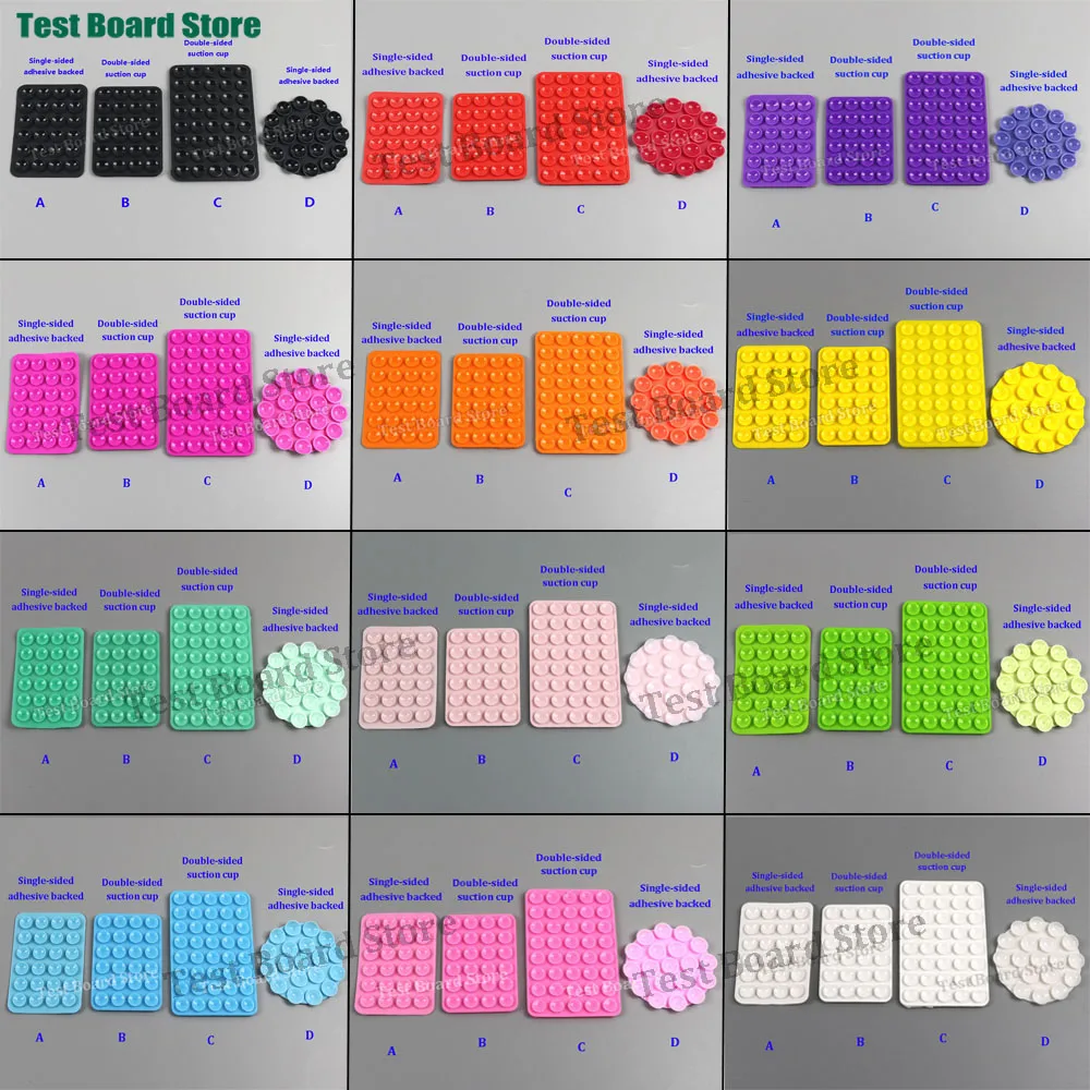 

4 types Phone Silicone Suction Pad Fixture Suction Cup Single sided Back Adhesive Rubber Sucker Pad an Double-sided Suction Cups