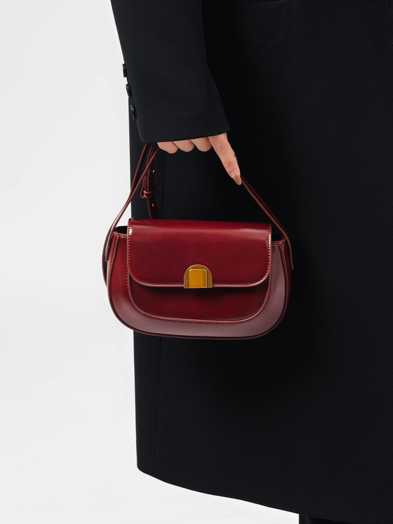 

Red Women's Crossbody Bag Leather Single oulder Saddle Bag Luxury mat High-End Feelings 2025 New Wedding Bag