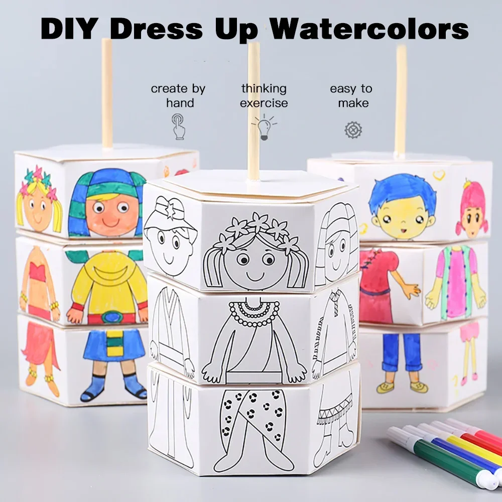 Juguetes artesanales DIY para niños, novedad, pintura, juguetes de dibujo, papel de relleno de Color, rompecabezas de grafiti giratorio, juguetes educativos para niños