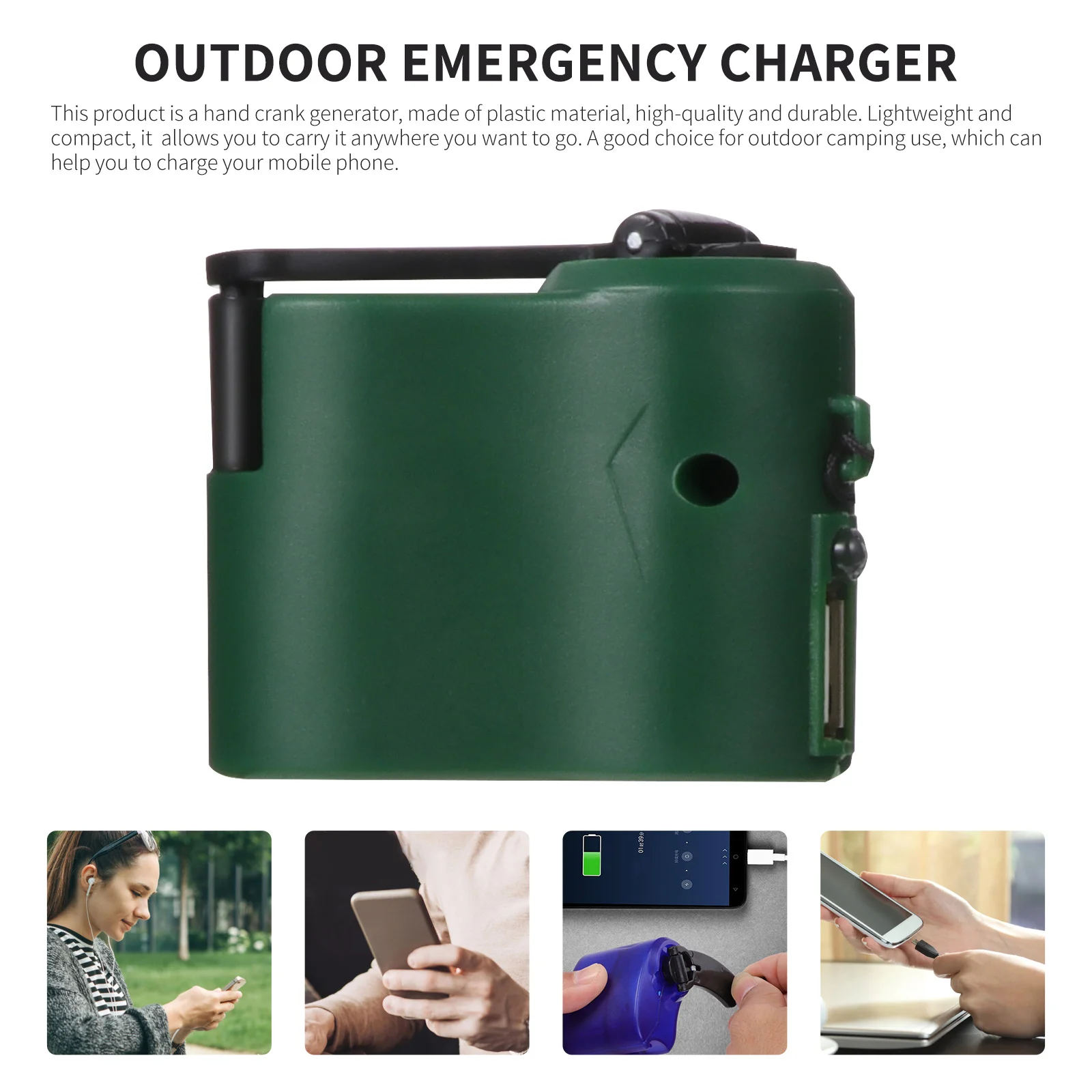 Generatore manuale Porta USB di emergenza esterna Manovella Power Banca da campeggio per guscio in plastica portatile da viaggio